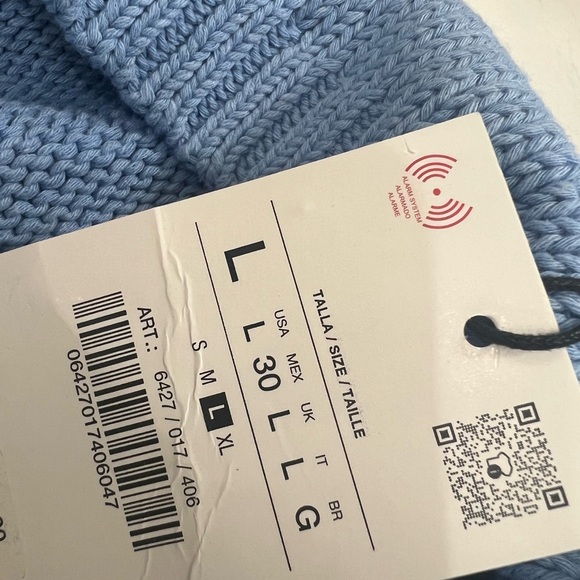ZARA LIGHT BLUE KNIT SWEATER SIZE LARGE - Picture 6 of 13